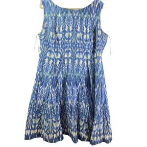 DB women's blue pattern plus size summer sleeveless pleated dress Size 20W